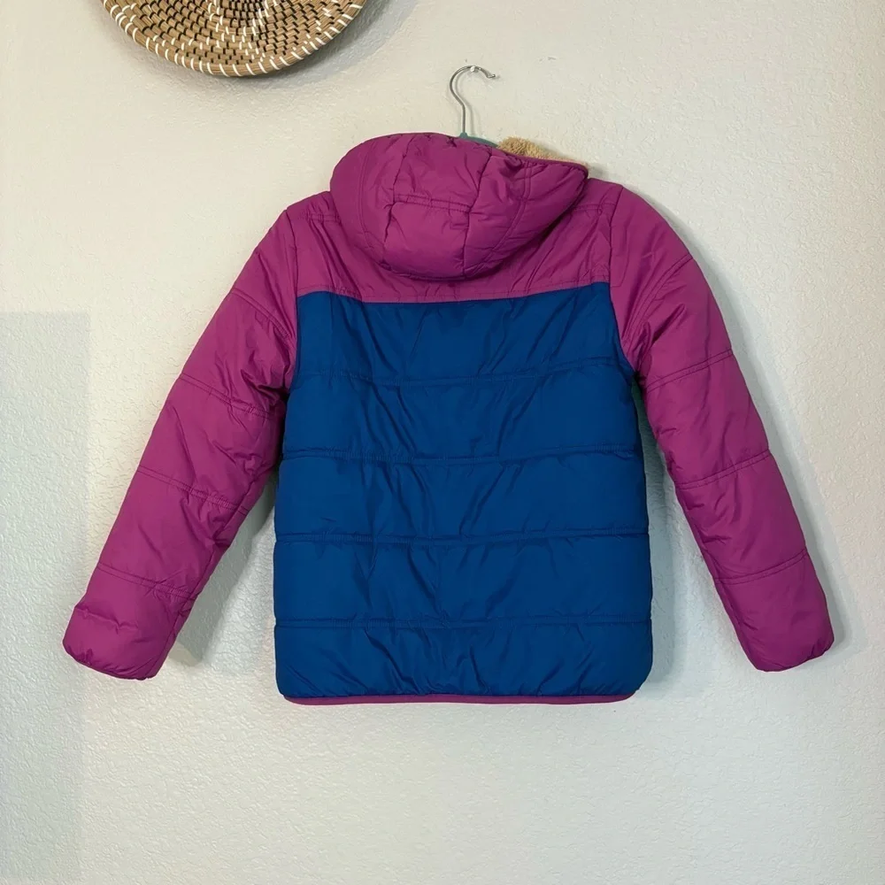 Eddie Bauer Kids Youth Reversible Jacket Girls Purple Blue Teddy
